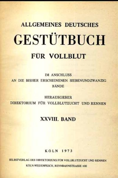 Allgemeines Deutsches Gestütbuch für Vollblut, 29. Band